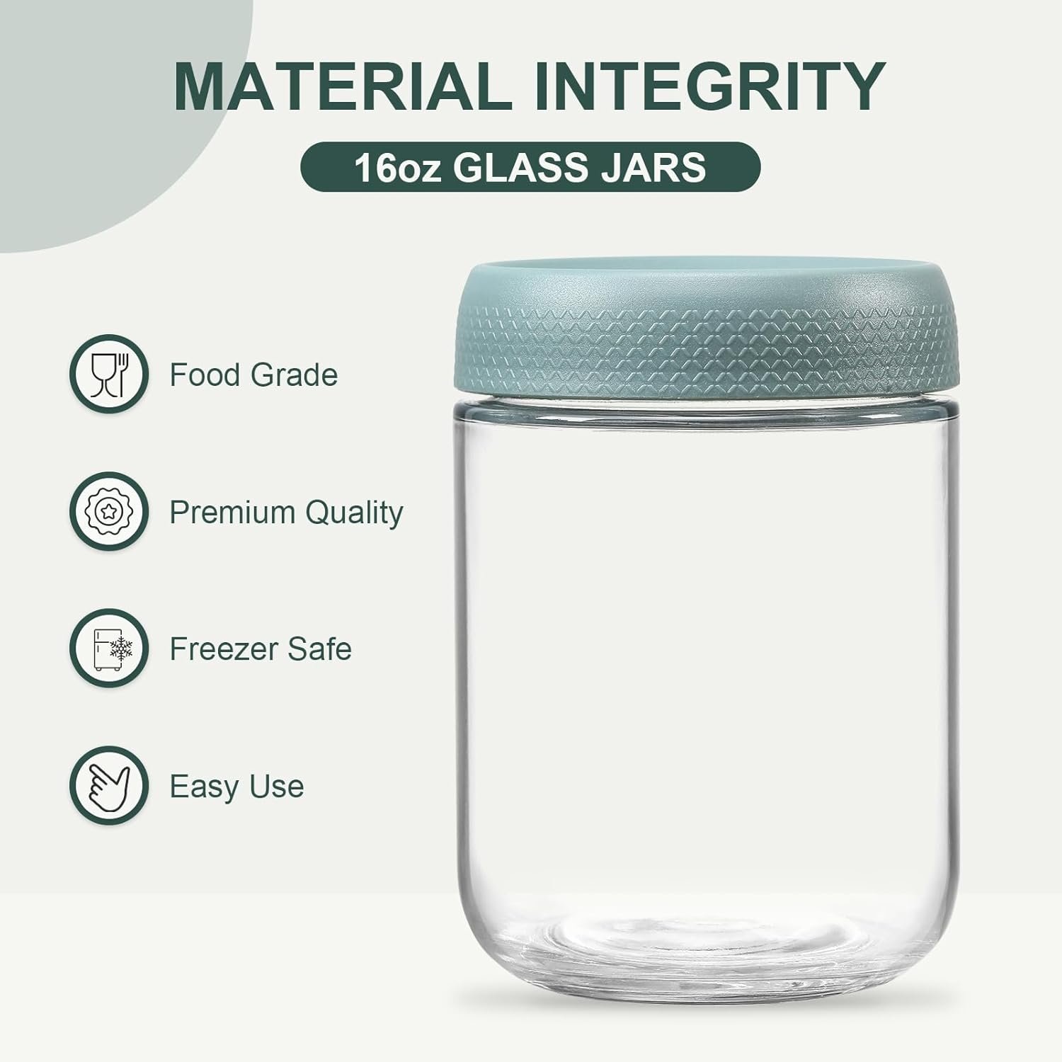 6-pack 16 oz Overnight Oats Containers with Lids, Glass jars with Airtight Lids, Wide mouth Mason Salad jars, Glass Food Storage Containers for Snacks Yogurt Spice Sugar - Image 2