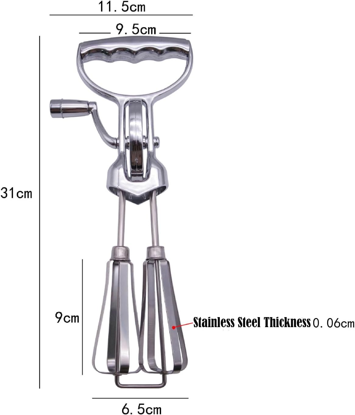 Stainless Steel Egg Beater Manual Hand Mixer Hand Crank Manual Egg Beater Milk Frother Blending Tools Household Mixers Cake Accessories Rotary Handheld Egg Frother Mixer. - Image 2