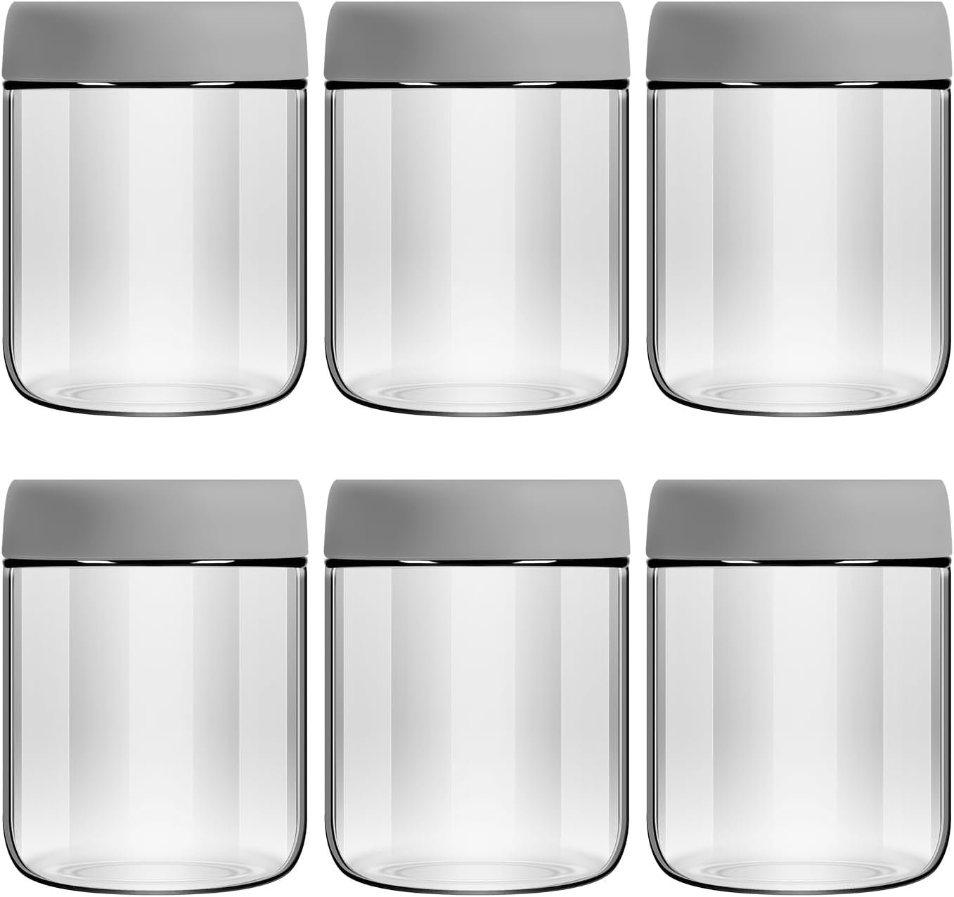 6-Pack 16oz Glass Jars with Lids for Food Storage Meal Prep Airtight
