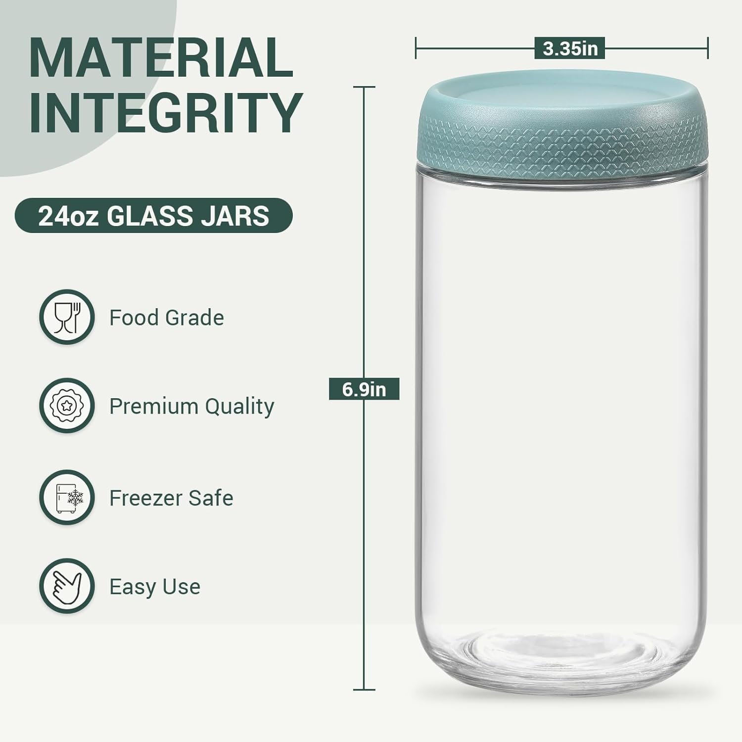 6-pack 24oz Glass jars with Airtight Lids, Overnight Oats Containers with Lids, Wide mouth Mason Salad jars, Glass Food Storage Containers for Snacks Yogurt Spice Sugar - Image 2