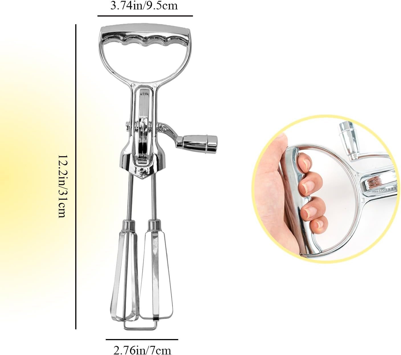 Egg Beaters Hand Crank Stainless Steel Egg Beater With Rotary Action & Egg Yolk Separator - Image 2