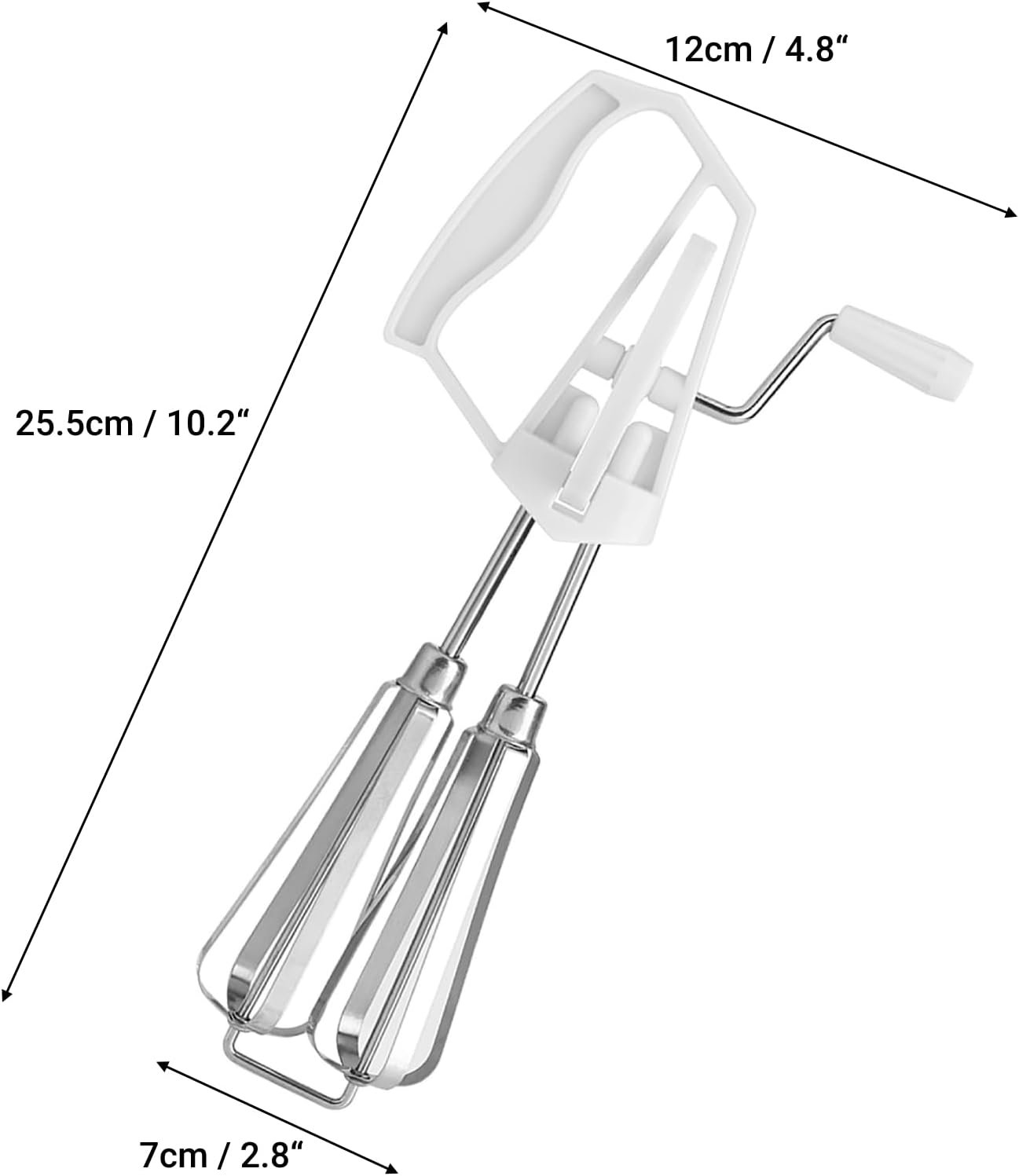 Stainless Steel Rotary Egg Beater Hand Crank Rotary Hand Whip Whisk Kitchen Cooking Tool(White) - Image 2