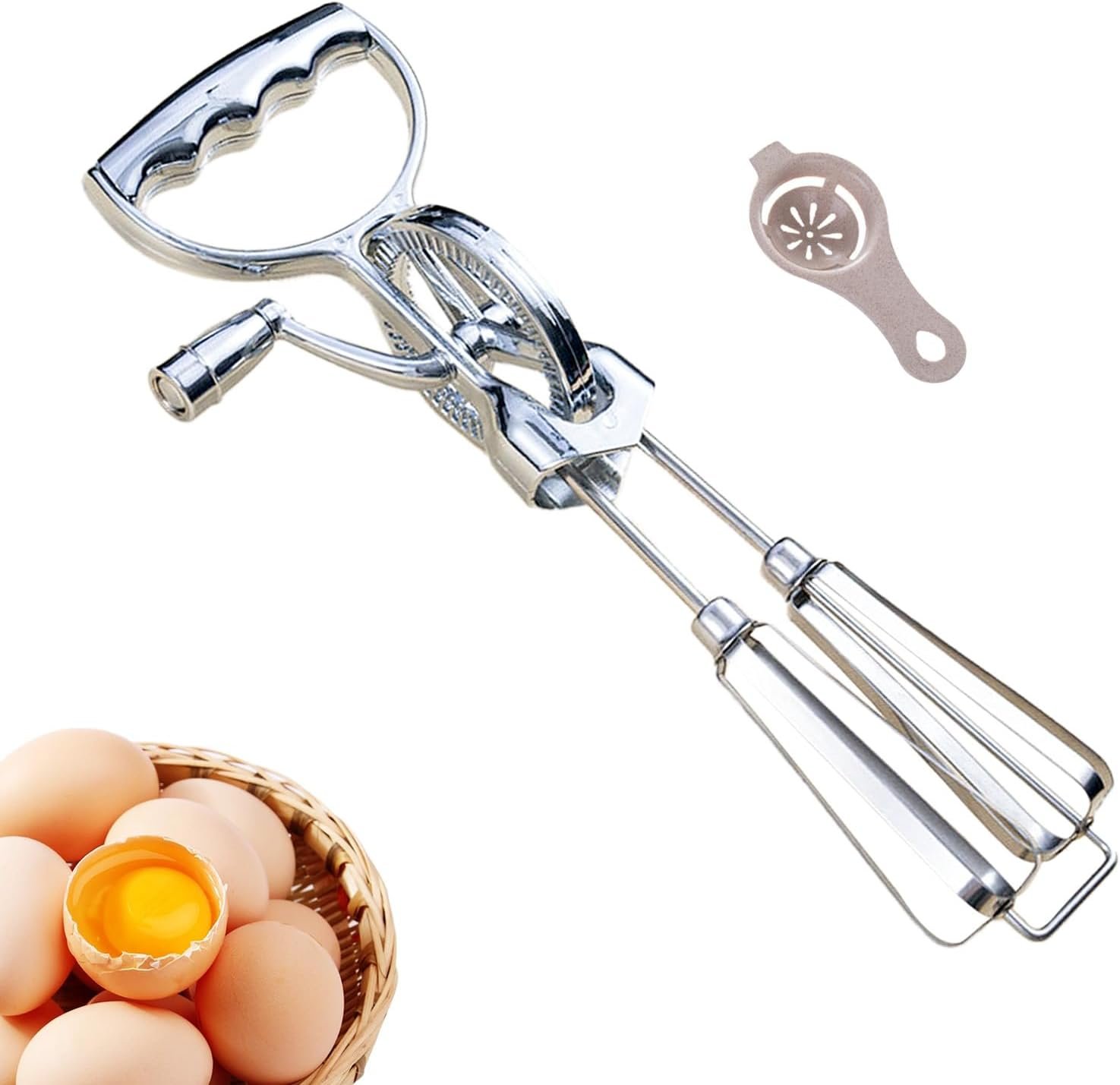 Egg Beaters Hand Crank Stainless Steel Egg Beater With Rotary Action & Egg Yolk Separator